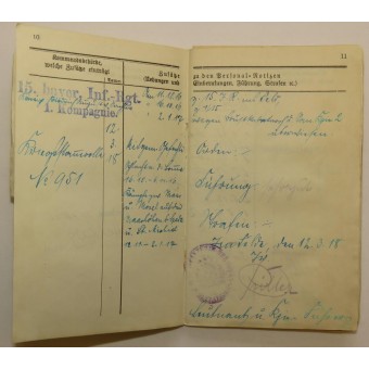 Militärpaß- II Ers.Bat.15.Inf.-Rgt. II Rekrutendepot- ausgestellt auf Josef Reich. Espenlaub militaria